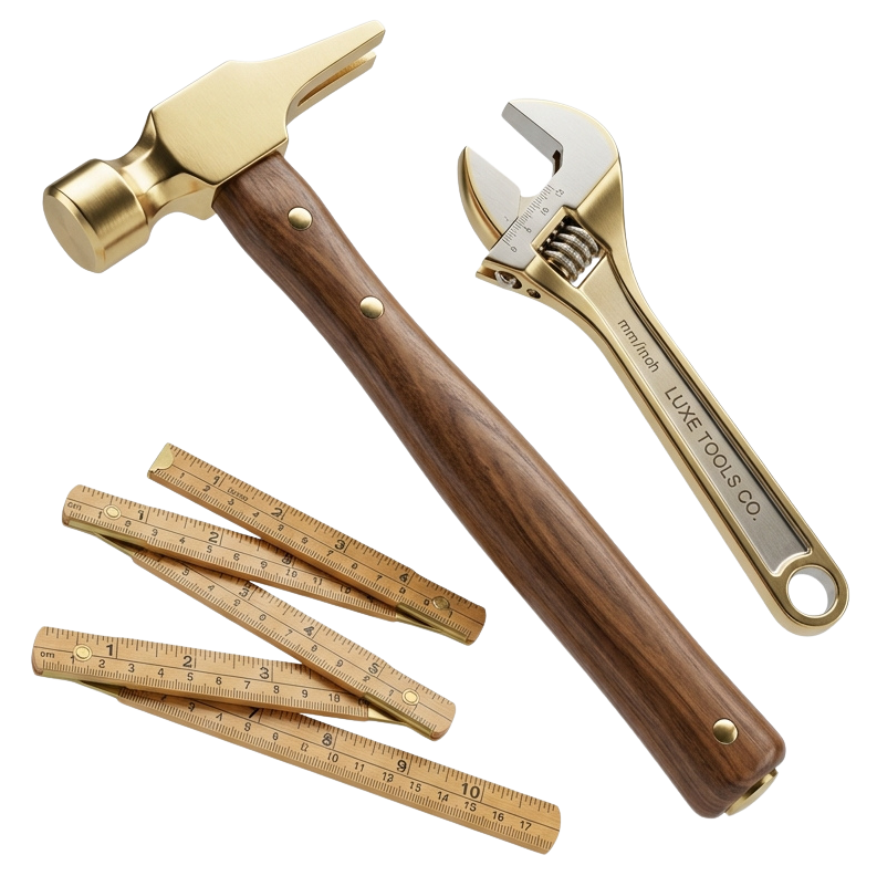 Craftsman hammer, wrench and wooden folding rule
